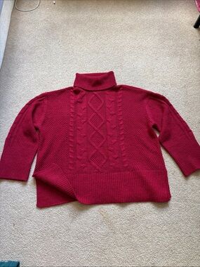 GAP Red Cable Knit Turtleneck Sweater